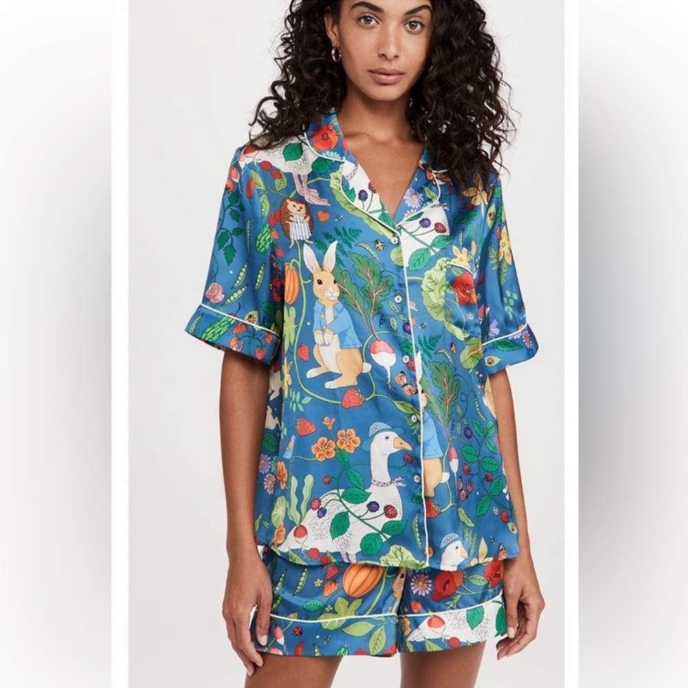 Karen Mabon Peter Rabbit Pajama Short Set Blue Garden Women’s Small